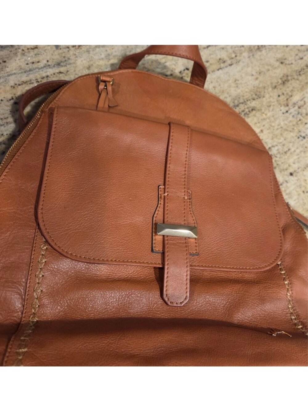 VELEZ Leather Backpack Bird Fabric Interior Brown - Picture 9 of 16